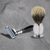 Mens shaver and soft facial lather brush