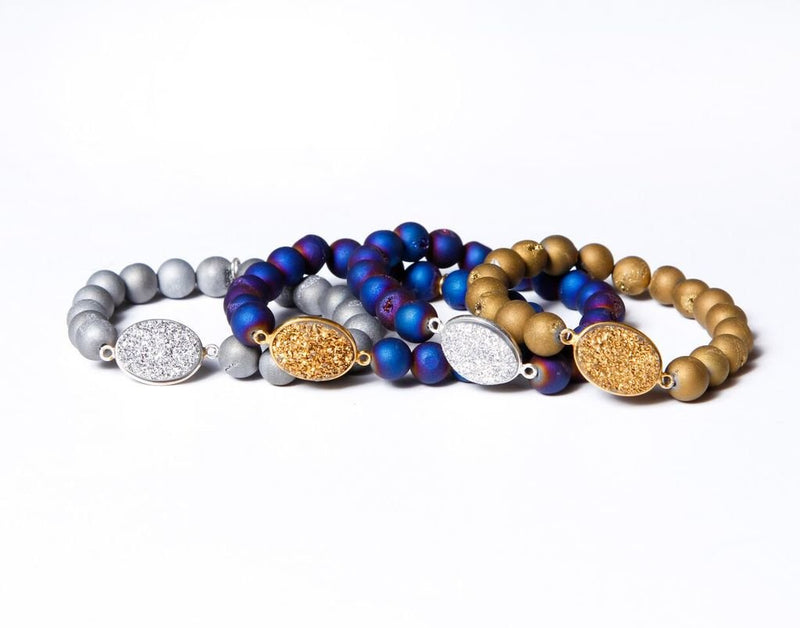 Druzy Bracelet Agate Jewelry, Silver and Gold bracelets
