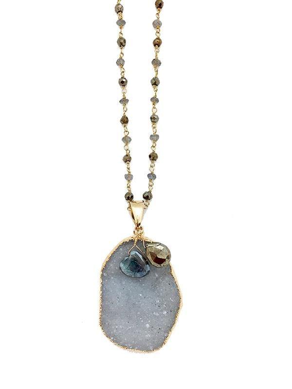 Labradorite & Pyrite Druzy Necklace - My Spa Shop