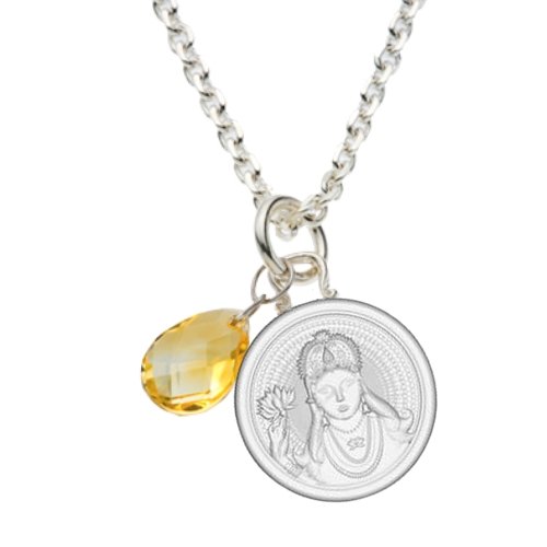 Lakshmi Charm Necklace with Citrine Crystal Gemstone