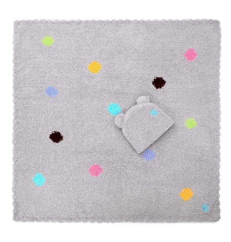 Polka Dot Baby Blanket w/ Bear Cap Set